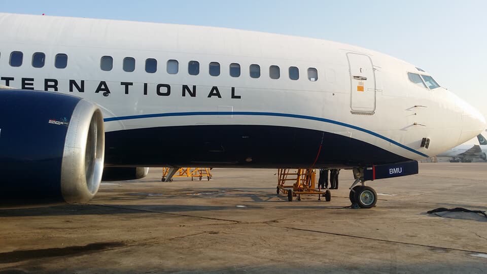 Vision Air Boeing 737-300QC outside Isphahani wide body hanger. Photo: Abid Khan