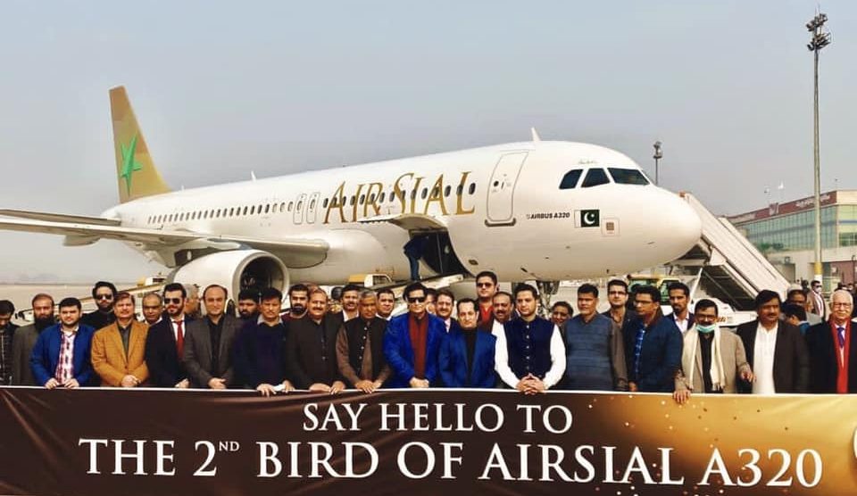 Air Sial management team welcomes 2nd aircraft at their base at Sialkot International Airport.