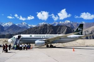 Pakistan International Airlines Airbus A320 in its retro livery registeration AP-BLA at Skardu Airport. Photo: Muhammad Saad