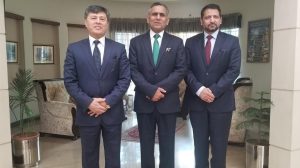 PIA Chief Executive Officer Air Marshal Arshad Malik with Ambassador of Uzbekistan to Pakistan Aibak Arif Usmanov and Ambassador of Pakistan to Uzbekistan Syed Ali Asad Gilani.